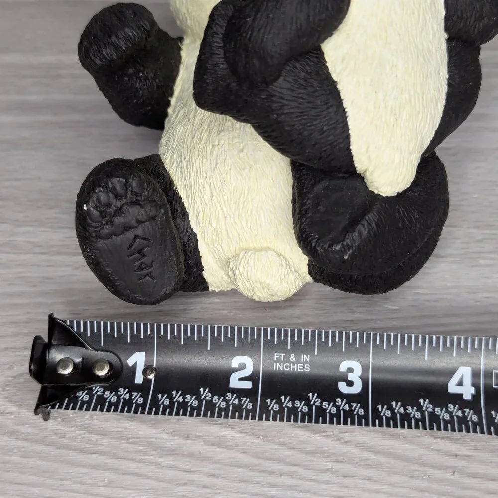 Marty Sculpture Inc Bear Foot Char-ming 7704 Panda Figurine on Wooden Base